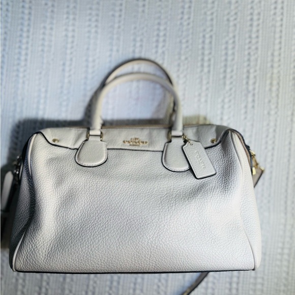 Coach White Leather Satchel with Detachable Strap - Picture 3 of 15